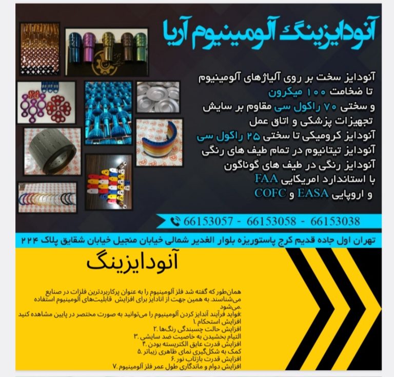 آنودایزینگ آلومینیوم آریا<br><br>021-66153057<br><br> آنودایز <br> <br>تهران غرب